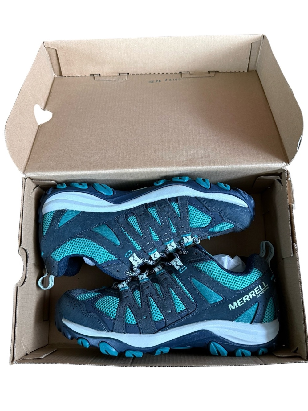 Merrell Accentor 3 WP Waterproof Hiking Shoes Teal / Navy / Blue Like New in Box - Picture 2 of 14